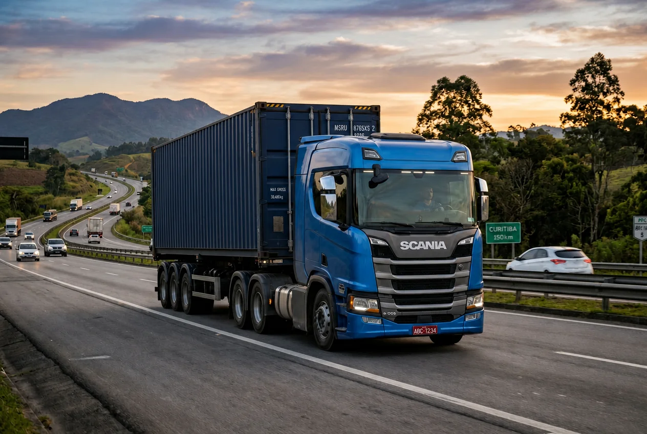 Transporte rodoviário de contêineres